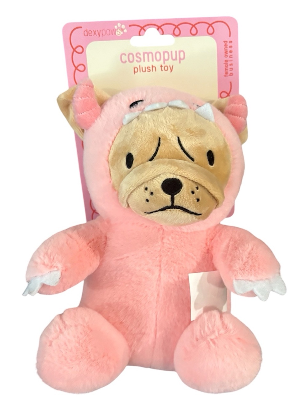 Dexypaws Cosmopup Plush Dog Toy - Frenchie Dog in an Alien Suit Squeaker NWT